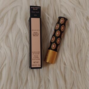💋FIRM! NWT GUCCI GLOW AND CARE SHINE LIPSTICK PEGGY TAUPE 204
